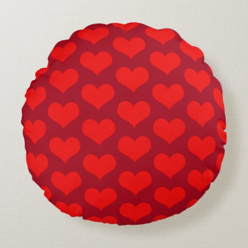 Cute Heart Patterns Valentines Gift Red Colorful Round Pillow
