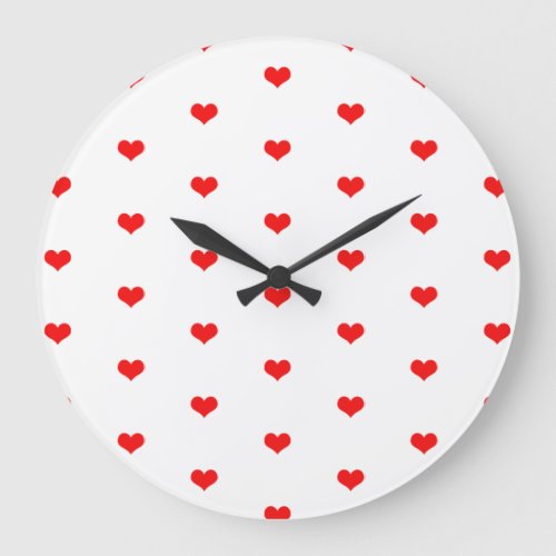 Cute Heart Patterns Valentines Gift Red White Large Clock