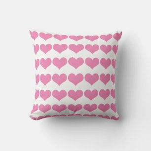 Cute Heart Patterns Valentine's Pink White Girly Throw Pillow