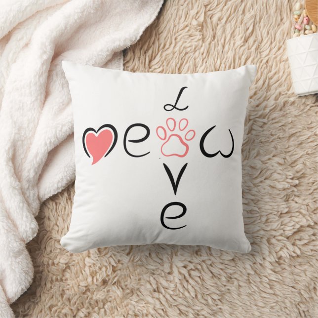 Cute Heart Paw Print Design for Pet Lovers Throw Pillow (Blanket)