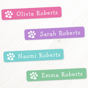 Cute heart paw prints custom color clothing labels