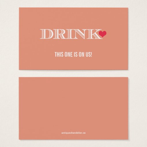 Cute Heart Peach Red Wedding Drink Ticket Zazzle