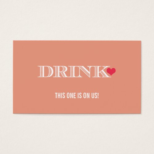Cute Heart Peach Red Wedding Drink Ticket Business Cards