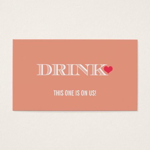 Customizable Cute Heart Peach Red Wedding Drink Ticket Business Cards