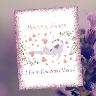 Cute Heart Personalized Cat Love Valentine Holiday Card