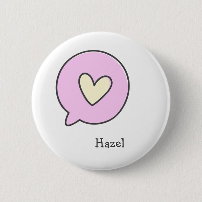 Cute Heart - Personalized Kids Name Button (Front)