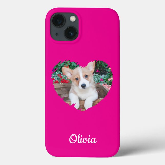 Cute Heart Pet Photo & Dog Paw Prints,Custom Case-Mate iPhone Case (Back)