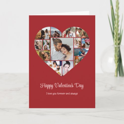 Cute Heart Photo Collage Red Love Valentines Day Card