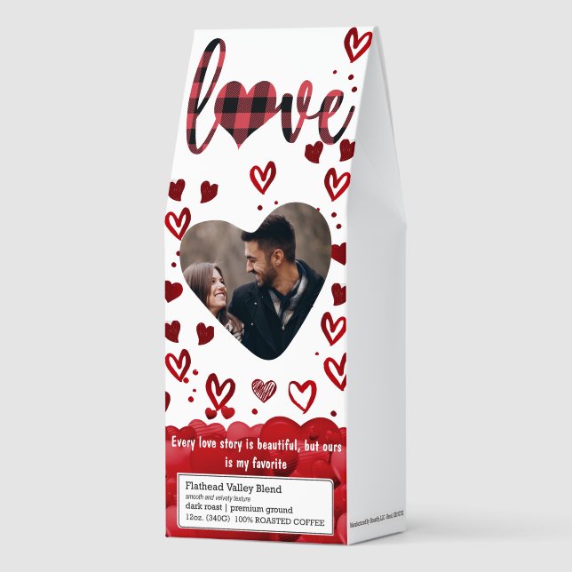 Cute Heart Photo Love Valentine's Day Couple  Roasted Coffee (Front)