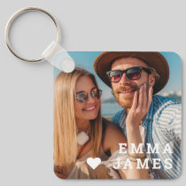 Cute Heart Photo Personalized Couple Names Keychain