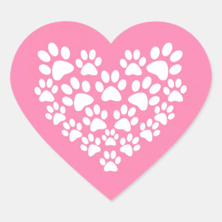 Cute Heart Pink Paw Print Sticker