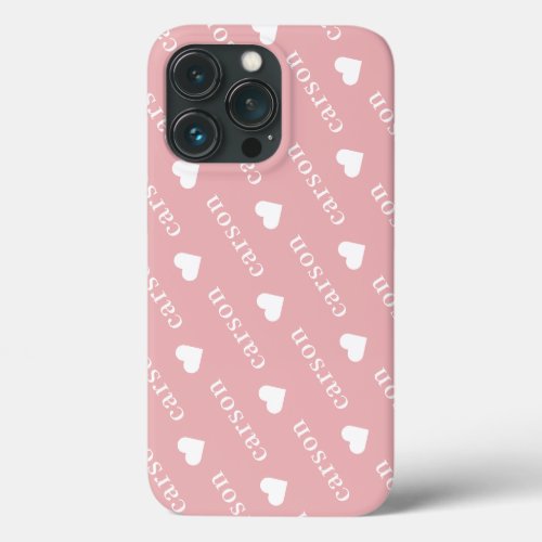 Cute Heart Pink Repeating Name iPhone 13 Pro Case