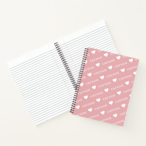 Cute Heart Pink Repeating Name  Notebook