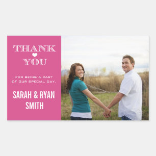 Cute Heart Pink Wedding Thank You Stickers