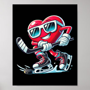 Cute Heart Playing Ice Hockey Valentine's Day Men  Poster