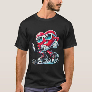 Cute Heart Playing Ice Hockey Valentine's Day Men T-Shirt