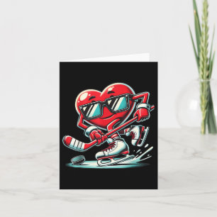Cute Heart Playing Ice Hockey Valentines Day Men W Card