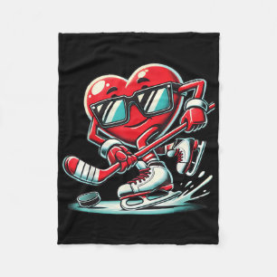 Cute Heart Playing Ice Hockey Valentines Day Men W Fleece Blanket