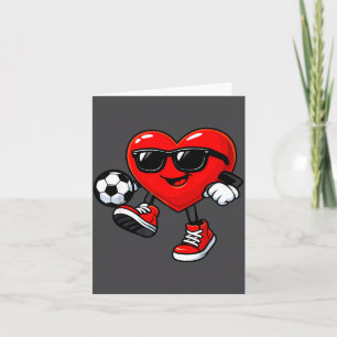 Cute Heart Playing Soccer Valentines Day Soccer Bo Card