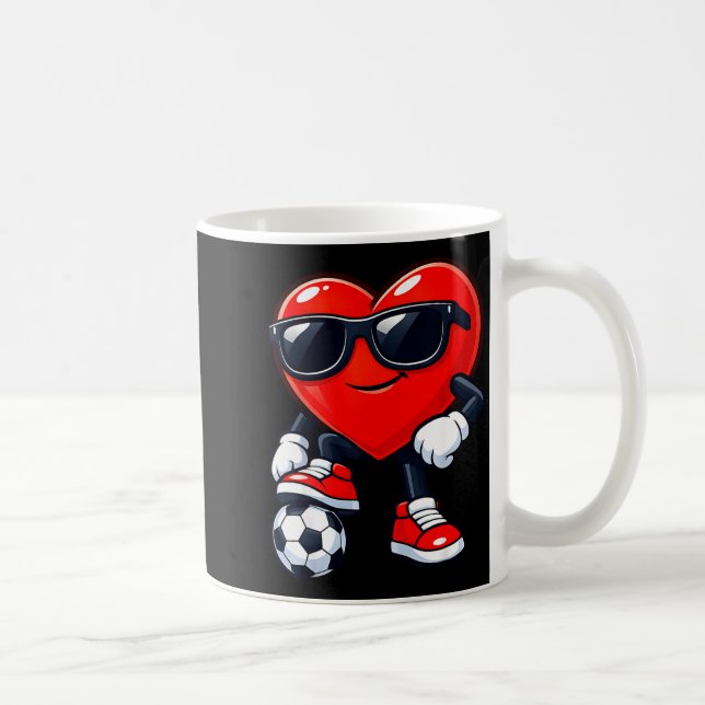 Cute Heart Playing Soccer Valentines Day Soccer Bo Coffee Mug (Right)