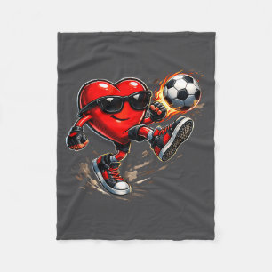 Cute Heart Playing Soccer Valentines Day Soccer Bo Fleece Blanket