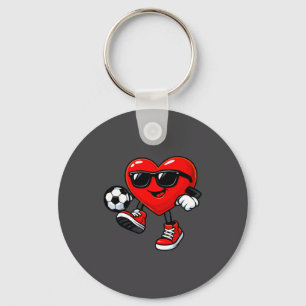 Cute Heart Playing Soccer Valentines Day Soccer Bo Keychain