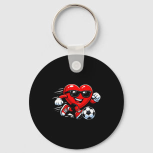 Cute Heart Playing Soccer Valentines Day Soccer Bo Keychain