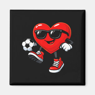 Cute Heart Playing Soccer Valentines Day Soccer Bo Magnet