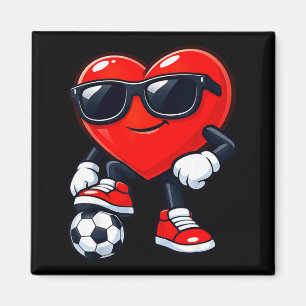 Cute Heart Playing Soccer Valentines Day Soccer Bo Magnet