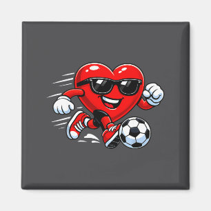 Cute Heart Playing Soccer Valentines Day Soccer Bo Magnet