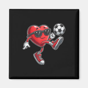 Cute Heart Playing Soccer Valentines Day Soccer Bo Magnet
