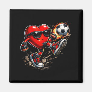 Cute Heart Playing Soccer Valentines Day Soccer Bo Magnet
