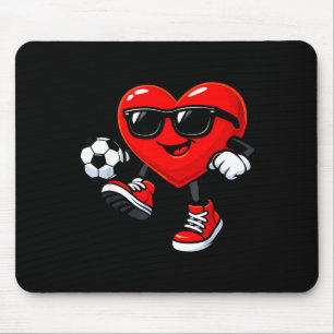 Cute Heart Playing Soccer Valentines Day Soccer Bo Mouse Pad