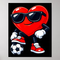 Cute Heart Playing Soccer Valentines Day Soccer Bo