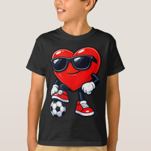 Cute Heart Playing Soccer Valentines Day Soccer Bo T-Shirt