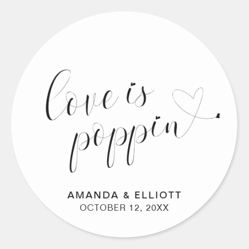 Cute Heart Popcorn Favors Modern Wedding Classic Round Sticker