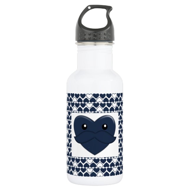 Cute Heart Print Water Bottle (Front)