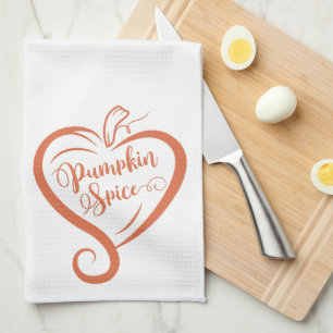 Cute Heart Pumpkin Spice Orange Kitchen Towel