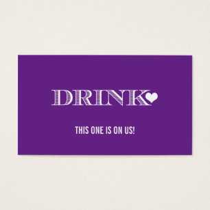 Cute Heart Purple Wedding Drink Ticket