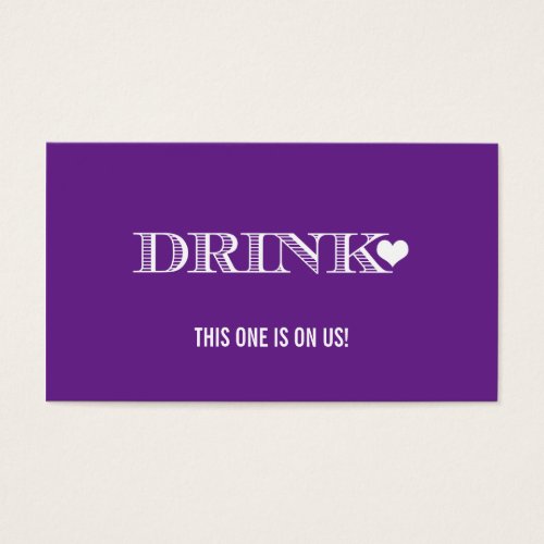 Cute Heart Purple Wedding Drink Ticket Business Card Templates