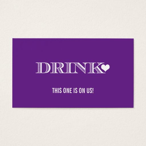 Customizable Cute Heart Purple Wedding Drink Ticket Business Card Templates