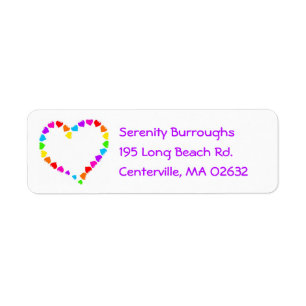 Cute Heart Rainbow Purple Love Hearts Wedding Label