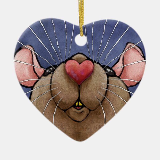 Cute Heart Rat Ornament (Front)