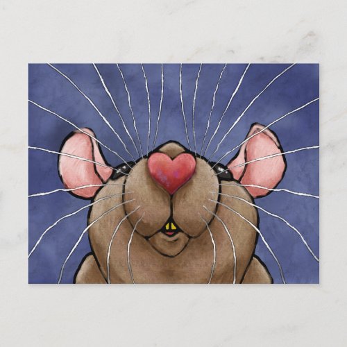 Cute Heart Rat Post Card