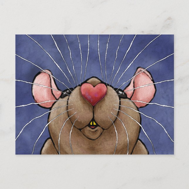 Cute Heart Rat Post Card (Front)