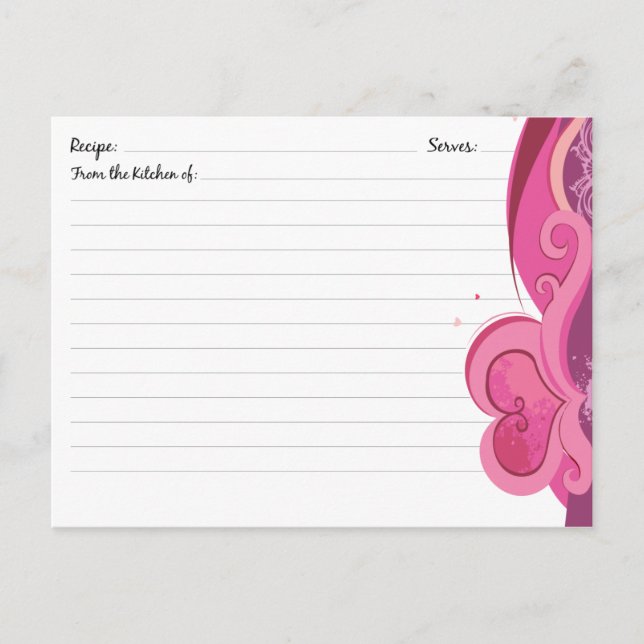 Cute Heart Recipe Cards (Front)