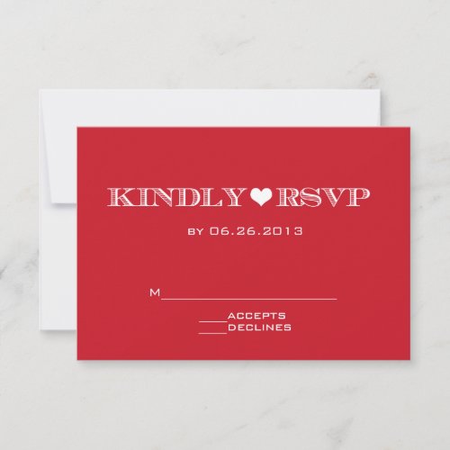 Cute Heart Red Wedding RSVP Cards