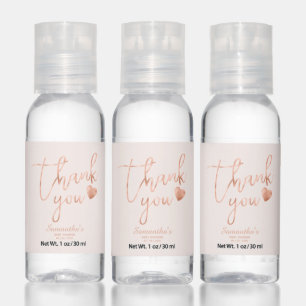 Cute Heart Rose Gold Foil Thank You Hand Sanitizer