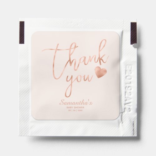 Cute Heart Rose Gold Foil Thank You Hand Sanitizer Packet