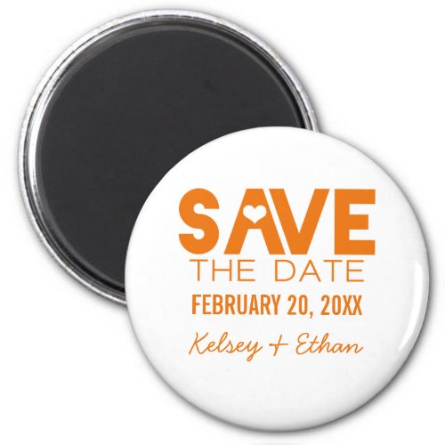 Cute Heart Save the Date Magnet Orange Magnet